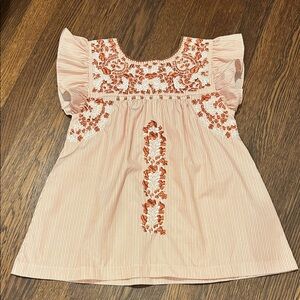 Six Honeybees Embroidered Kids Top - Burnt Orange